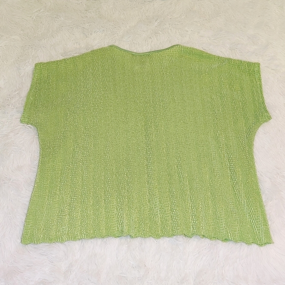 Vintage 🔄 Lana Lee 🇨🇦 || Textured Boxy Short Sleeve Tshirt, Large, Lime Green - Picture 3 of 4